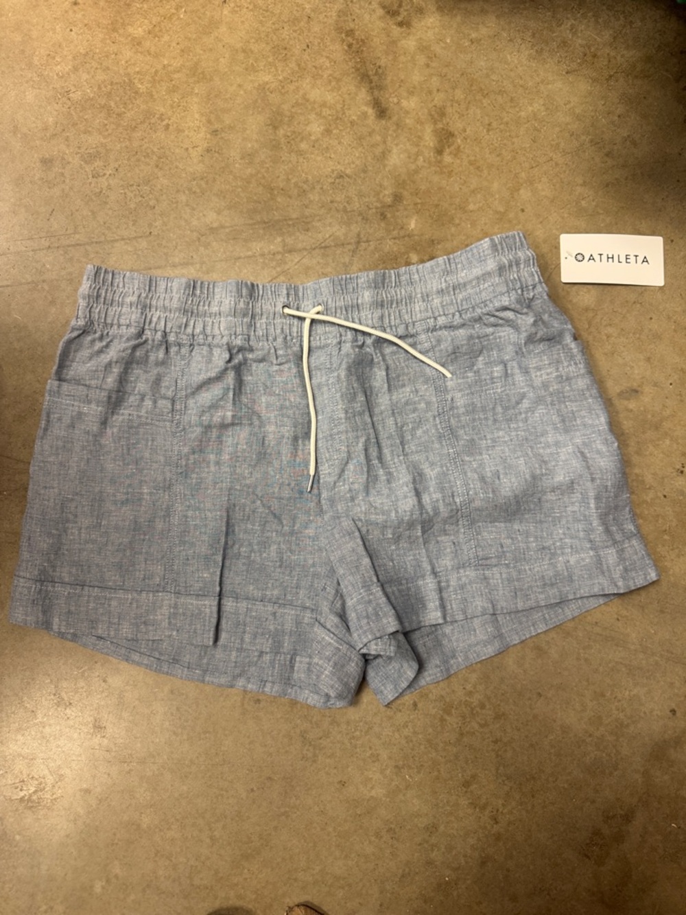 Athleta Light Blue Elastic Waist Linen-Blend Women's Shorts